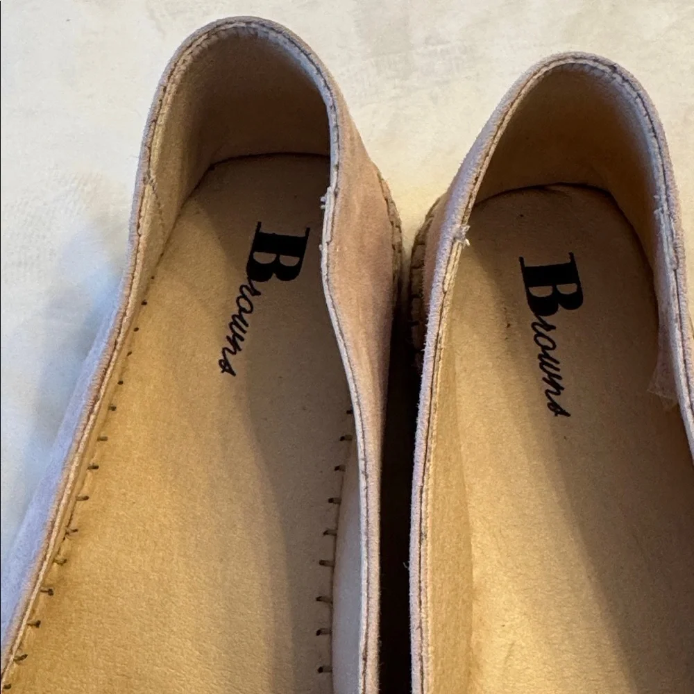 EUC! Women's Espadrille Flats in Dusty Pink and Rose Gold, sz 41